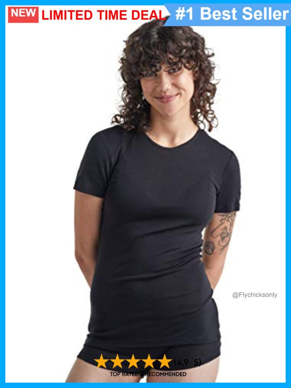 Merino Wool Crew Neck Base Layer Tee Short Sleeve Fitted Hiking